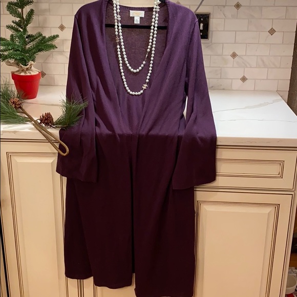 TALBOTS M PURPLE LONG SWEATER CARDIGAN - Picture 3 of 4